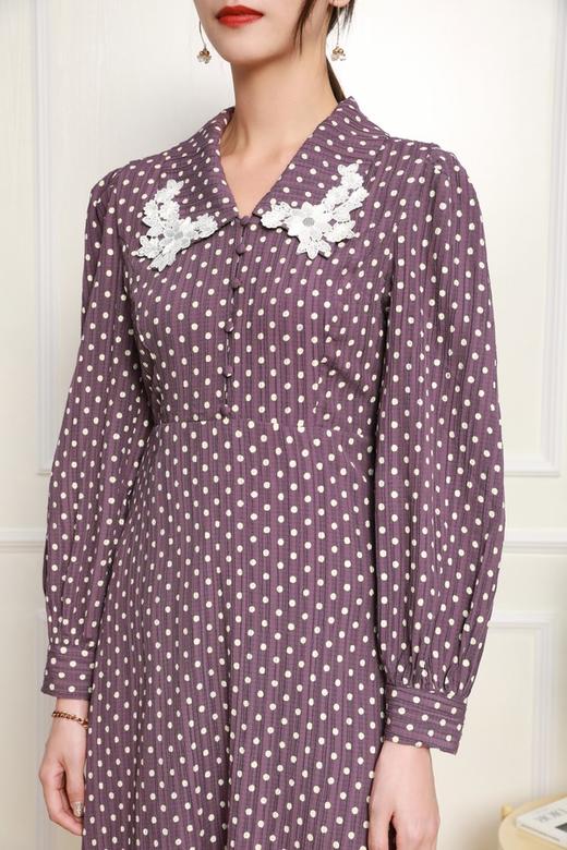 L.Fleuri 复古波点刺绣领连衣裙 11874 商品图3