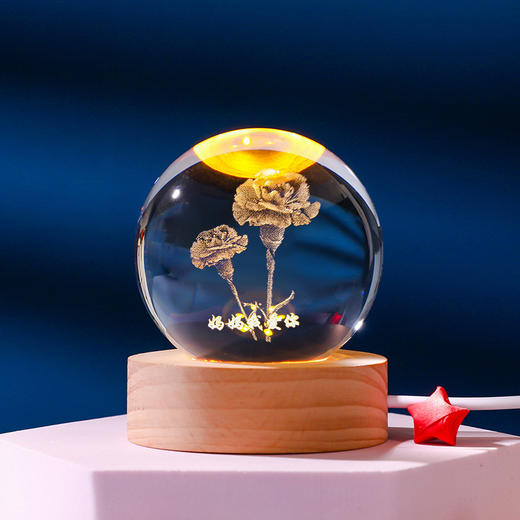 【浪漫暖光！高透内雕水晶球】摆件水晶球小夜灯母亲节礼品纪念品水晶工艺品情人节礼物，柔和不刺眼，让她每个夜晚都被爱包围。-ry 商品图3