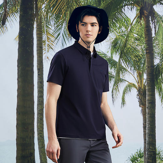【液氨纯棉】柒牌男士polo衫短袖2024夏季新款户外休闲翻领上衣薄	126T72560 商品图1
