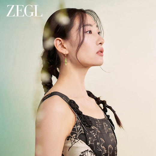 ZEGL925银新中式竹节耳环女碧玉耳扣2024新款轻奢高级感耳钉耳饰 商品图3