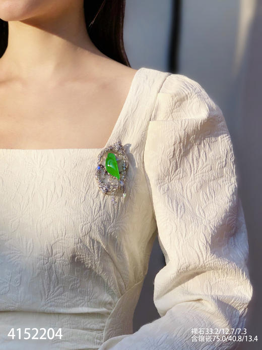 玻璃种木那喜鹊胸针【4152204】具体价格微信咨询 商品图7