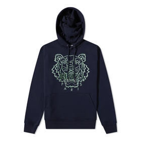 KENZO 高田贤三 男士大虎头徽标刺绣棉质连帽长袖卫衣 深蓝色 FC55 SW338 4XF 77