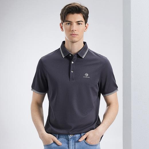 柒牌男装短袖polo衫男夏季2024新款商务休闲中青年提花翻领上衣薄	126T70620 商品图1