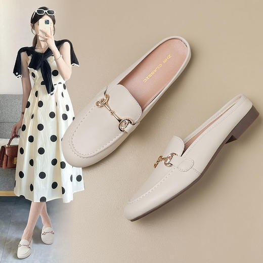 ZHR则则舒适优雅金属马衔扣半拖高级凉拖鞋女超仙休闲低跟爆款简约 商品图0