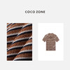 COCO ZONE2024"棕系条纹"复古条纹短袖针织衫撞色Polo领休闲上衣CC2B0646 商品缩略图2