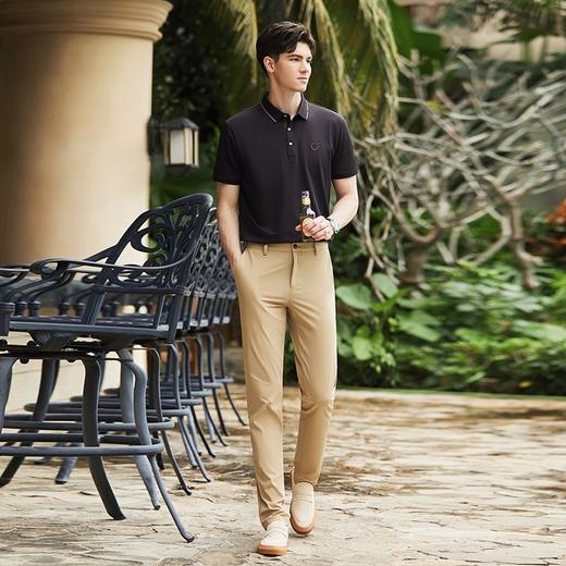 【不变形领】【5A抗菌2A防螨】柒牌polo衫男短袖夏季新款时尚字母提花翻领T恤	126T71330 商品图3