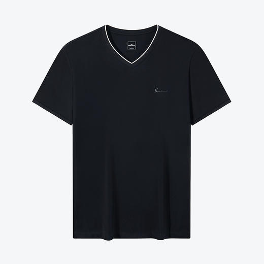 【含桑蚕丝】柒牌短袖T恤男2024夏季新款时尚休闲拼接撞色V领体恤	126T71780 商品图4