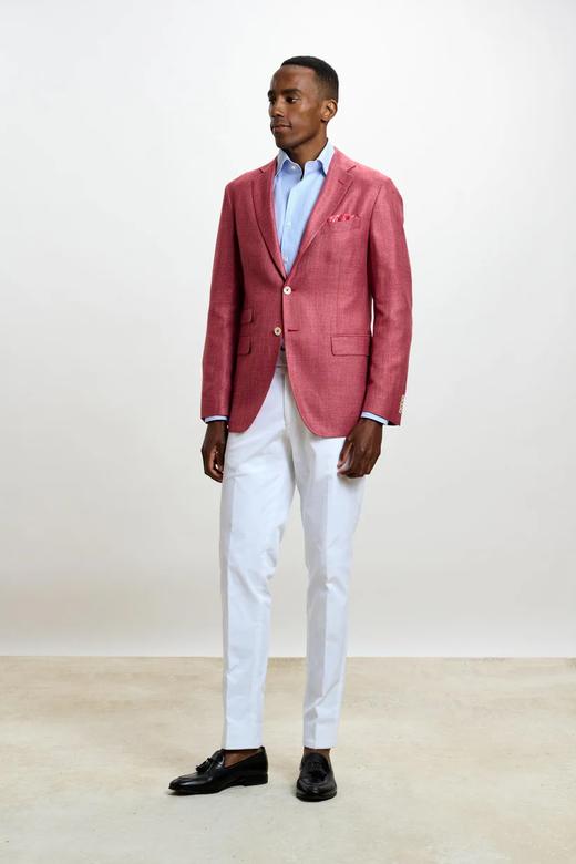 Scabal Taormina 陶尔米纳 Bamboo Viscose 竹纤维红色全麻衬单西 商品图2