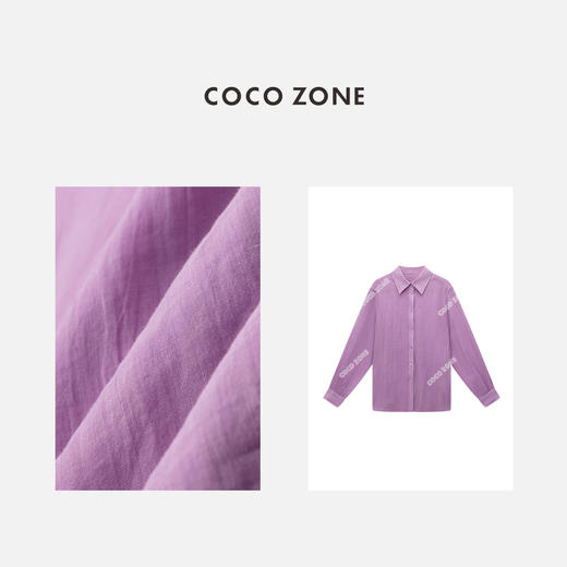 COCO ZONE"紫麻衬衣"夏季时尚气质POLO领开襟衬衫休闲单排扣上衣CC1B0885 商品图2