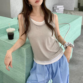 【MUYANHUAN   云感拼接背心】假两件莱赛尔天丝柔软亲肤最