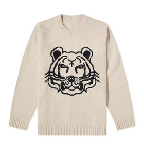 KENZO 高田贤三 男士大虎头徽标提花羊毛针织衫 米色 FC55 PU680 3TD 8