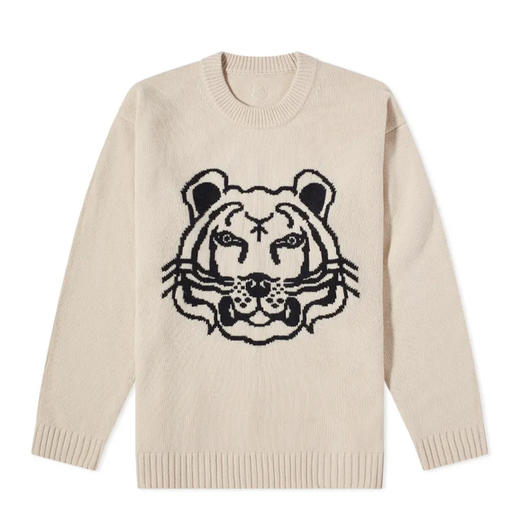 KENZO 高田贤三 男士大虎头徽标提花羊毛针织衫 米色 FC55 PU680 3TD 8 商品图0
