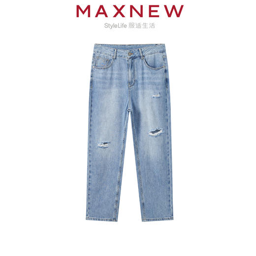 【长裤】男装凉感舒适破洞直筒牛仔裤 1N2114602 商品图3