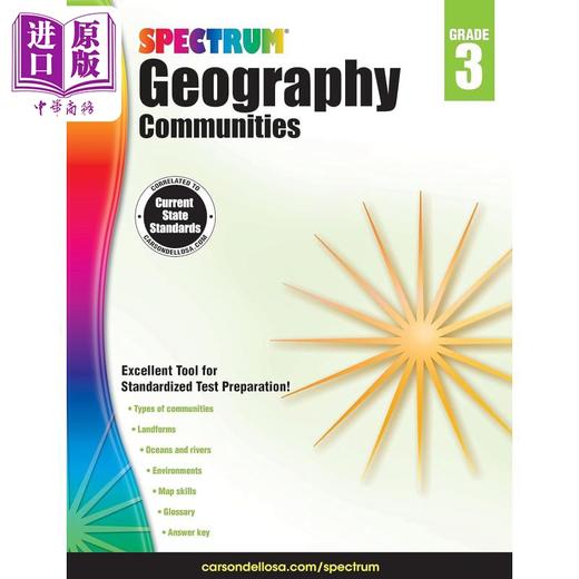 【中商原版】光谱练习册 地理 三年级 Spectrum Geography Grade 3 英文原版 进口图书 小学教辅参考书 Carson Dellosa 商品图0