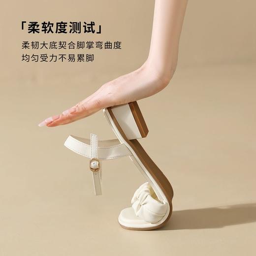 ZHR则则凉鞋女2024新款夏季一字带中跟鞋网红ins公主风粗跟凉鞋女 商品图3