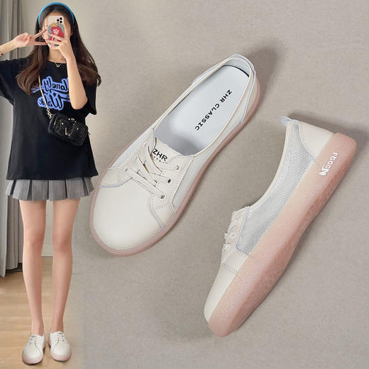 优选丨ZHR则则小白鞋女新款夏季网面透气休闲鞋百搭平底板鞋女 商品图1