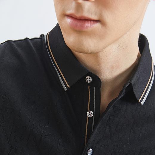 【不变形领】【含桑蚕丝】柒牌短袖polo衫男夏季新款商务休闲满身提花翻领T恤	126T70680 商品图2