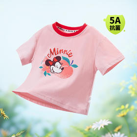 迪士尼【5A抑菌】24夏季女童短袖T恤米妮IP纯棉透气上衣凉感T恤ZD2DS038