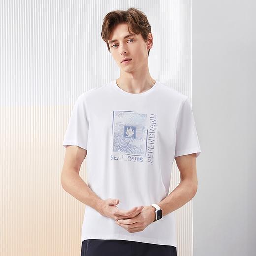 【含莫代尔】柒牌短袖T恤男夏季新款时尚百搭帆船印花圆领上衣薄	126T71980 商品图1