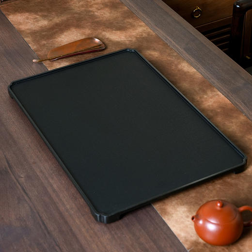 陆羽苏窗茶盘 乌金石茶盘轻奢现代家用干泡台乌金石茶具托盘茶台石板 商品图11