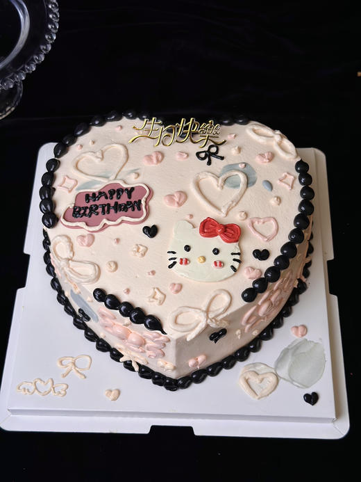 爱心kitty猫手绘蛋糕 商品图0