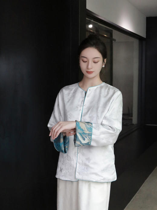 盛唐牡丹 |海浪纹重缎宋锦对襟外套 商品图5