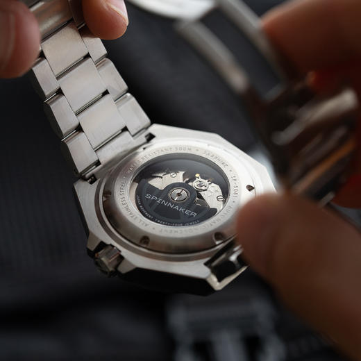 英国SPINNAKER三角帆自动机械手表八角壳钢链夜光潜水DUMAS5081 商品图4
