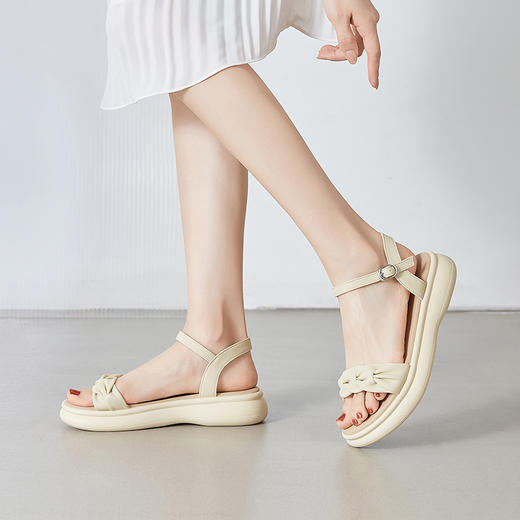 ZHR平底凉鞋女款外穿2024夏季新款厚底一字带百搭休闲软底女鞋 商品图2