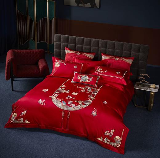 利路米家纺大红色百子图喜被高档婚房结婚六件套福气满满 商品图1
