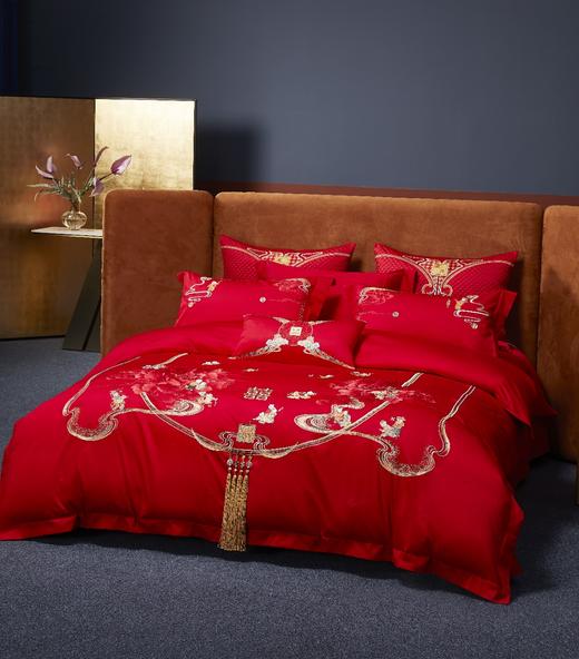 利路米家纺大红色刺绣婚庆六件套喜被百子添福 商品图2