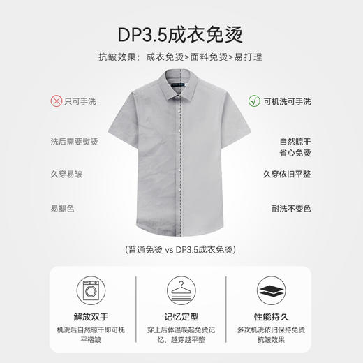 十如仕免烫商务休闲100%新疆长绒棉短袖衬衫301 商品图4