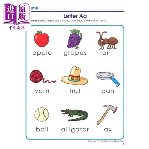 【中商原版】光谱练习册 自然拼读预备课程 学前班Spectrum Phonics Readiness Grade PK 英文原版进口教辅 Carson Dellosa 商品图2