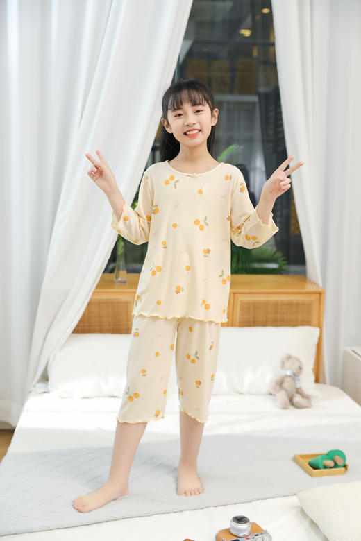 【第二件 0 元｜ 满2件 5 折】【秀黛】女童圆领针织印花空调衫女童夏季睡衣L1440002T【门店同款】【如遇缺货自动退款，介意勿拍】 商品图1