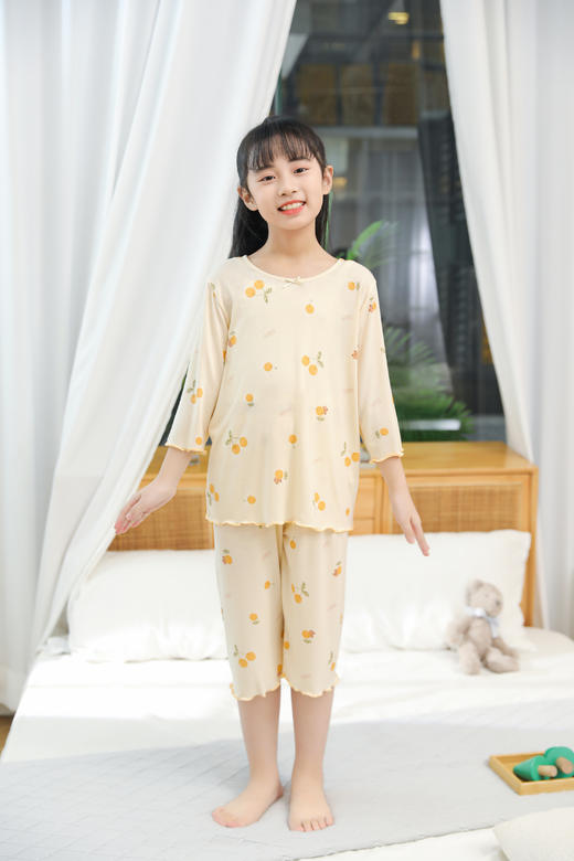 【第二件 0 元｜ 满2件 5 折】【秀黛】女童圆领针织印花空调衫女童夏季睡衣L1440002T【门店同款】【如遇缺货自动退款，介意勿拍】 商品图0