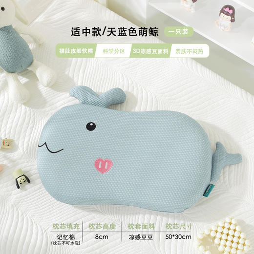 【超值买1送1 两件随时替换 】凉而不冰，透气排汗！夏天儿童护颈椎记忆棉枕头冰丝，母婴级A类3D豆豆按摩颗粒夏季凉枕学生 家用带枕套 猫肚记忆枕！-QQ 商品图8