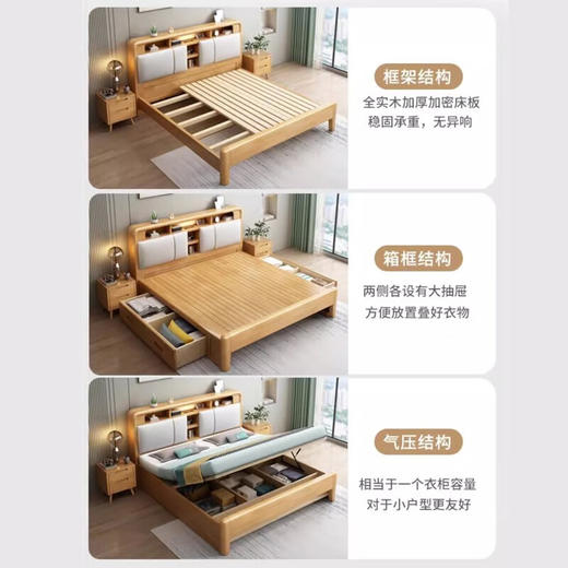 北欧风实木床A002#软包款（齐） 商品图4