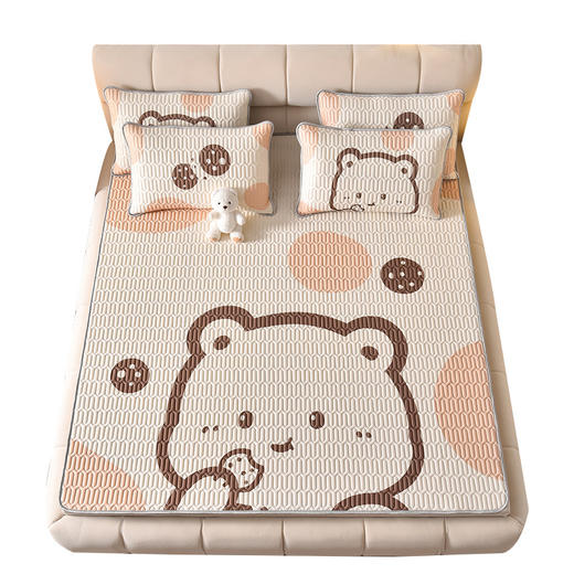 【冰丝凉感乳胶凉席三件套】夏季卡通凉感丝新款大版儿童加厚空调席可折叠水洗乳胶凉席三件套-24XPXH069 商品图4