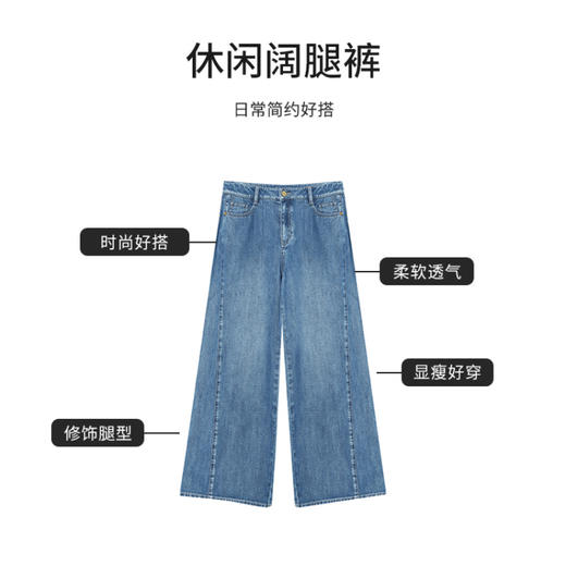 【商场同款】CNT4497 “ 开运牛仔裤 ” 拼接结构线阔腿牛仔裤 时髦减龄显瘦洒脱 莱赛尔+棉麻材质软垂中有着清爽感， 更适合夏季穿着 商品图5