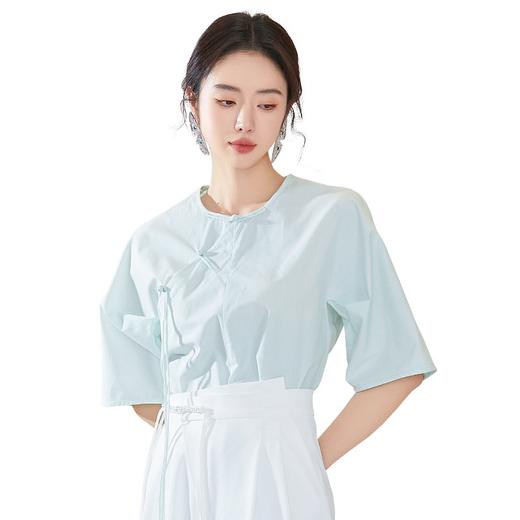 IWY/扶摇系列 夏季国风盘扣圆领五分袖衬衫24FYB311 商品图4