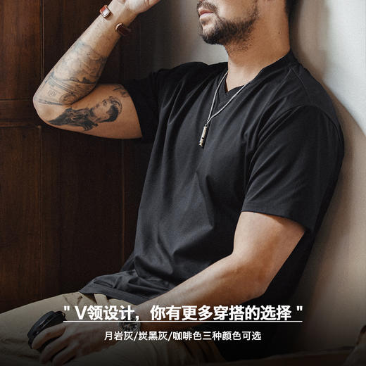 工装优选美式Sorona速干凉感短袖T恤黑科技索罗娜v领纯色上衣男夏 商品图4