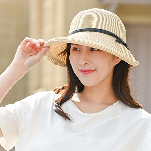 【KAWATANI】2024春夏新款 儿童成人亲子款发箍防晒帽/编织小卷檐款防晒帽 商品图5