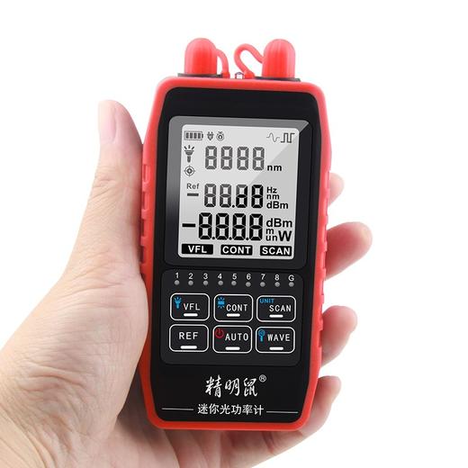 精明鼠NF-908S 光功率计 带寻线对线功能 高精度红光一体机 红光笔10公里光纤测试仪10mw光源光衰检测仪器 新款迷你光功率计，多接口兼容，可测6种波长，大容量锂电池，可寻线对线 商品图6