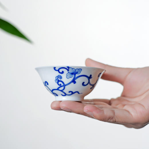 【特价】海棠明心杯青花单杯 陶瓷茶杯主人杯单个装茶杯品茗杯 商品图0