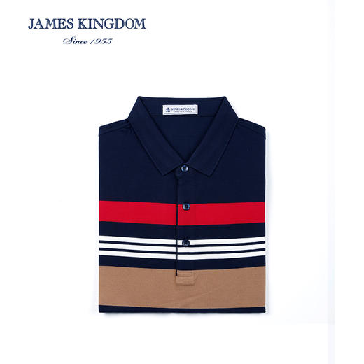 【1件/79 2件/150】占姆士男士夏季棉质条纹网状短袖POLO衫  一款3色 商品图2