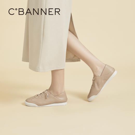 千百度两穿时尚休闲鞋女春季真皮运动鞋平底鞋A24169008 商品图0