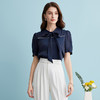 EITIE爱特爱夏季新款复古系带蝴蝶结通勤泡泡袖衫上衣B2413308 商品缩略图5