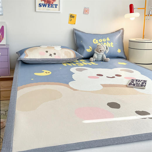 【3D透气支撑，像小冰块一样凉的秘密！】凉感冰丝 遇见清爽 舒适可爱卡通冰丝凉席三件套 可水洗儿童空调席软席 夏季凉感宿舍凉席！-QQ 商品图7