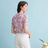 EITIE爱特爱夏季新款浪漫印花少女感V领系带直筒雪纺衫上衣B2413306 商品缩略图4