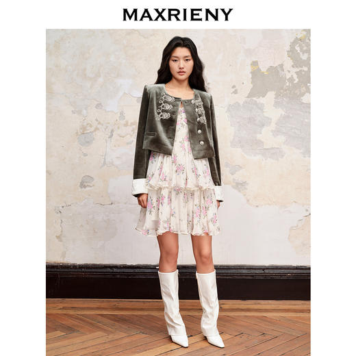 【商场同款】MAXRIENY宋锦国风外套新中式老钱风丝绒上衣秋冬新款(货号:MC88JA539) 商品图2