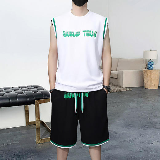 【新款DSL】大依优型大码男装夏季套装运动休闲加肥加大短袖裤子大号T恤套装夏装 商品图3